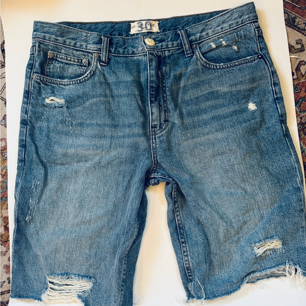 We The Free Womens Distressed Blue Jean Shorts